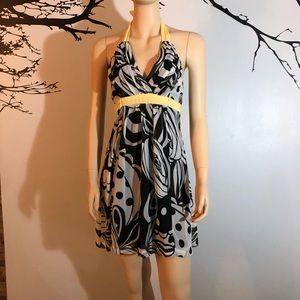 White & Black Halter Dress